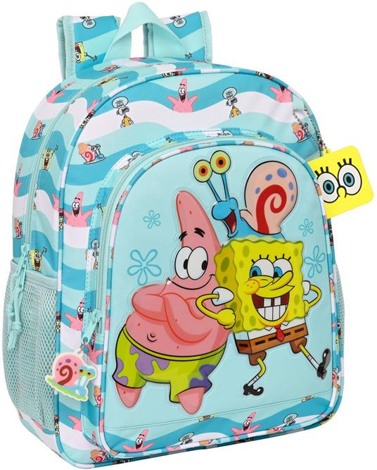 Zaino Scuola Spongebob Stay positive Azzurro Bianco (32 x 38 x 12 cm) -  Spongebob - Cartoleria e scuola | IBS