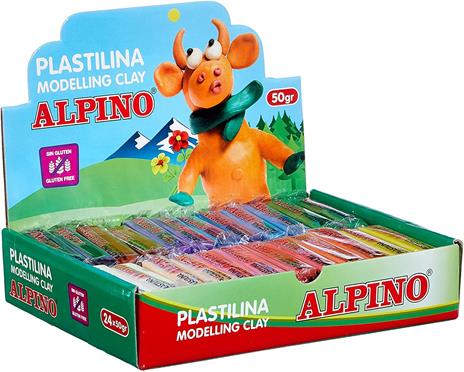 Alpino DP000915 - Espositore di plastilina con 24 pezzi da 50 g, colori assortiti