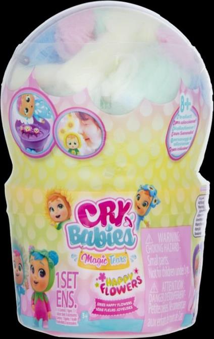 CRY BABIES MAGIC TEARS Happy Flowers | Mini bebè che piange Sorpresa che piange lacrime vere e profuma di fiore con 9 Accessori - Bambola per bambine e bambini +3 Anni