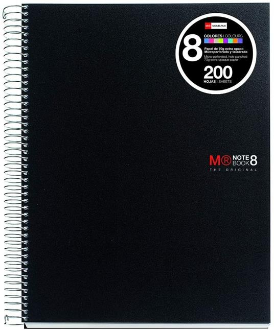 Miquel Rius 42006 – Quaderno A4, a quadretti da 5 mm, 200 fogli, 70 g, copertina in polipropilene, colore: nero