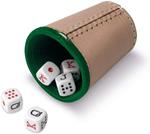 LEATHER DICE CUP WITH POKER DICES