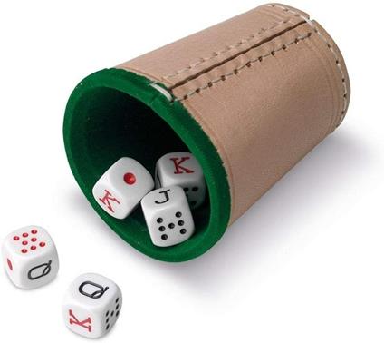 LEATHER DICE CUP WITH POKER DICES