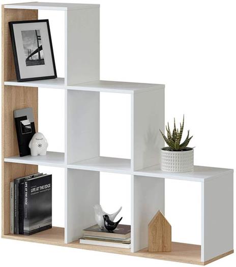 Libreria in Legno a 6 Scomparti 110x108x28cm Bianco