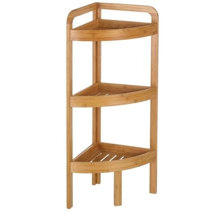 Mobile Scaffale Angolare 3 Ripiani in Legno Bambu'' per Bagno Cucina 29x29x85cm