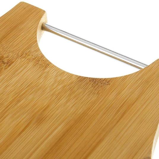 Tagliere Vassoio Pizza in Legno di Bambu con Guide + Rotella Tagliapizza 38x32cm - 3