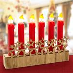 Candelabro Natalizio 6 Candele A Batteria Con Base In Legno