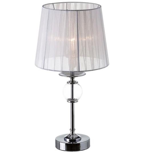 Lampada da tavolo Lume Comodino in Acciaio Cristallo e Tessuto Bianco  Abatjour - Bakaji - Idee regalo