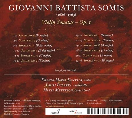 Violin Sonatas Op.1 - CD Audio di Giovanni Battista Somis - 2