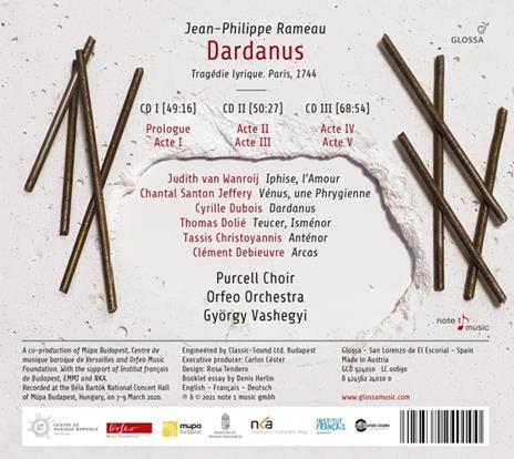 Dardanus. Tragedie Lyrique, Paris 1744 - CD Audio di J.P. Rameau - 2