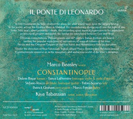 Il Ponte Di Leonardo - CD Audio di Marco - Kiya Tabassian - Constantinople Beasley - 2