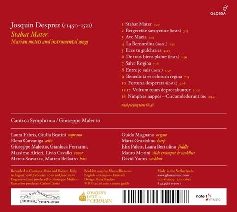 Stabat Mater. Marian Motets And Instrumental Music - CD Audio di Josquin Desprez - 2