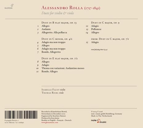 Duets For Violin & Viola - CD Audio di Alessandro Rolla - 2