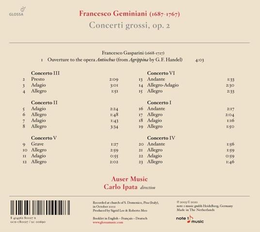 Concerti Grossi Op.2 - CD Audio di Francesco Geminiani - 2