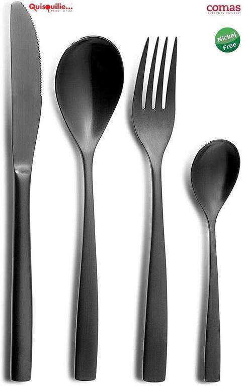 Set 24 posate in acciaio inox nero