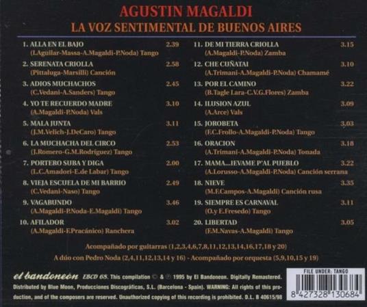 La Voz Sentimental De Buenos Aires - CD Audio di Agustin Magaldi - 2