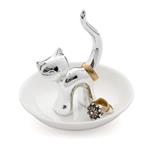 Porta anelli Gatto silver ceramica