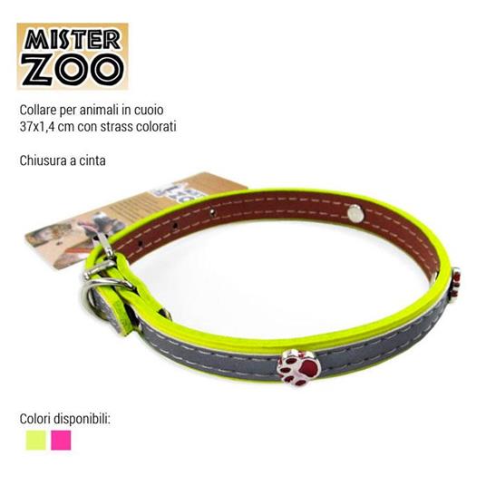 Collare Per Cani Cuccioli Gatti Animali In Cuoio 37 Cm Vari Colori Con Strass