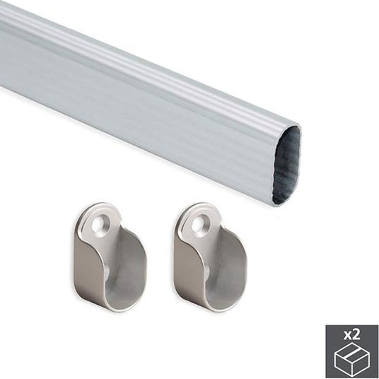 Kit tubo ovale Asta Armadio 30x15 mm Alluminio - Emuca - Casa e Cucina | IBS