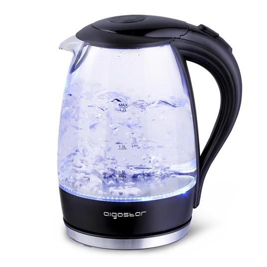 Adam 30GOM. Bollitore d'acqua in vetro borosilicato con illuminazione a  LED. 2200W, 1.7L e Color Nero. Protezione Boil-dry. BPA FREE. Design  Esclusivo - Aigostar - Casa e Cucina | IBS