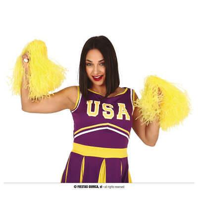 Coppia pon pon in plastica per cheerleaders colore giallo