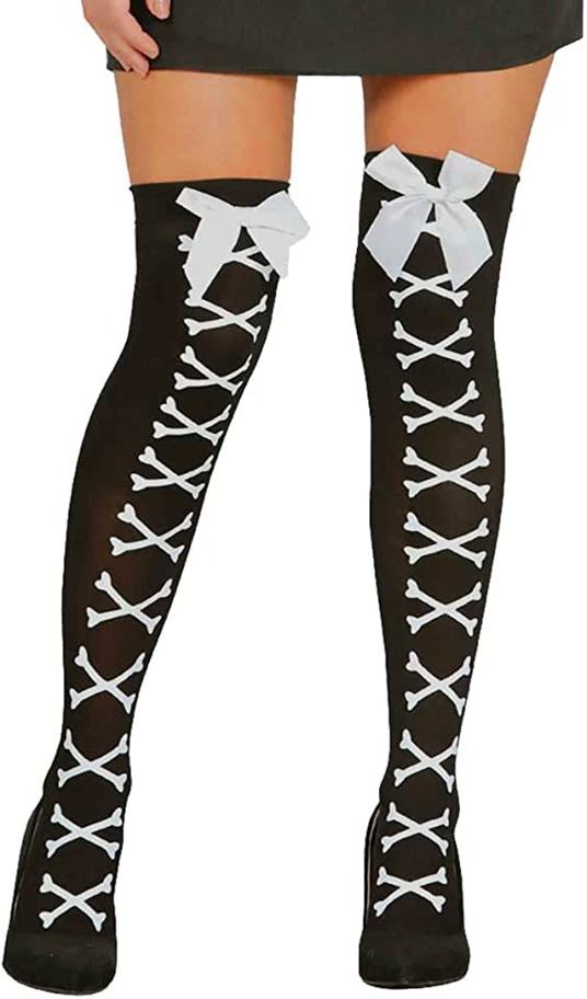 Carnevale halloween calze parigine bianche e nere ossa fiocco stockings  cosplay - ND - Idee regalo | IBS