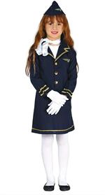 Guirca- Costume Hostess di Volo Bambina 5/6 Anni, Colore Blu, 5-6, 87546