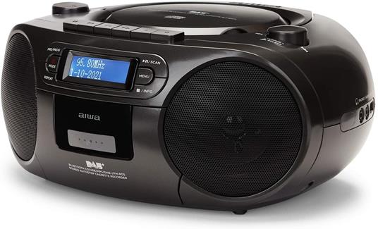 Aiwa BBTC-660DAB/BK: Radio Cassette Portatile con CD, Bluetooth e USB,  Registratore di Cassette, RDS, FM PLL, Dab+, Telecomando, Colore Nero -  Aiwa - TV e Home Cinema, Audio e Hi-Fi | IBS