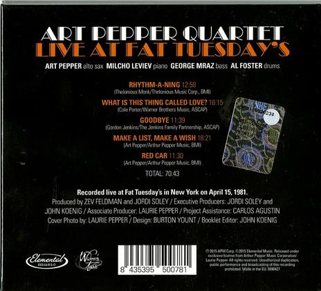 Live at Fat Tuesday's - CD Audio di Art Pepper - 2