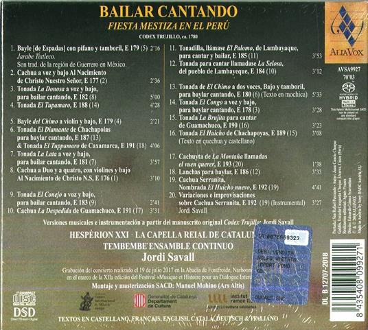 Bailar cantando - SuperAudio CD ibrido di Jordi Savall,Hespèrion XXI - 2