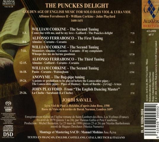 The Punckes Delight. Golden Age Of English Music For Solo Viol - CD Audio di Jordi Savall - 2