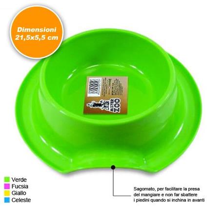 Ciotola Scodella Per Animali Cani Satti Sagomata In Plastica 21,5 Cm Vari Colori