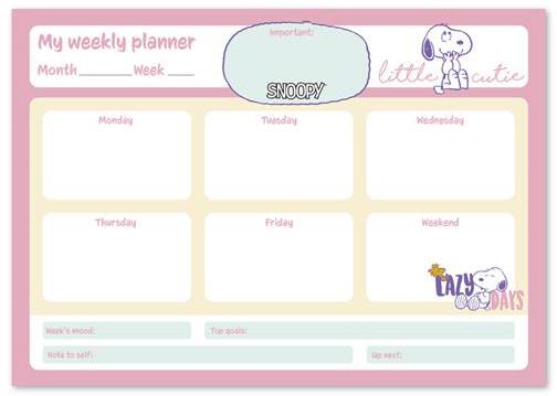 Block Planner settimanale A4 Snoopy - 21x29,8 cm