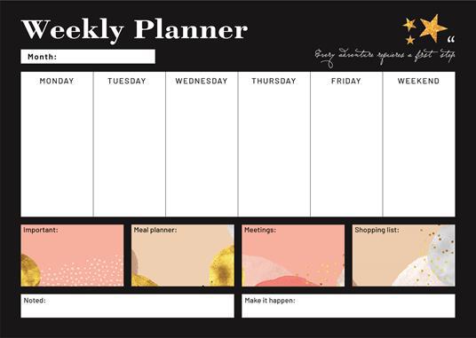 Erik Planning da Tavolo Glitter Gold A3, con planner settimanale e 54 fogli a strappo, agenda appuntamenti, 29,7x42 cm