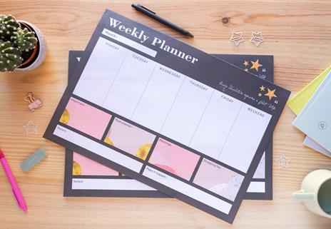 Erik Planning da Tavolo Glitter Gold A3, con planner settimanale e 54 fogli a strappo, agenda appuntamenti, 29,7x42 cm - 4