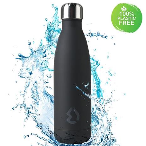 Borraccia Bottiglia Termica Acqua Caldo Freddo Acciaio Inox 500Ml Sport Nero