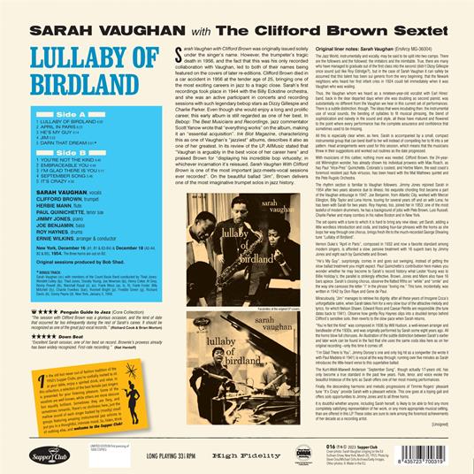 Lullaby Of Birdland - Vinile LP di Sarah Vaughan - 2