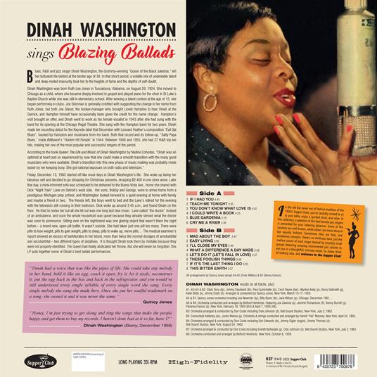 Sings Blazing Ballads - Vinile LP di Dinah Washington - 2