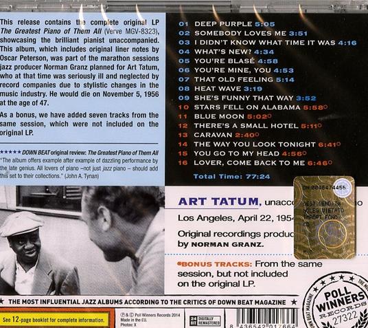 The Greatest Piano of Them All - CD Audio di Art Tatum - 2