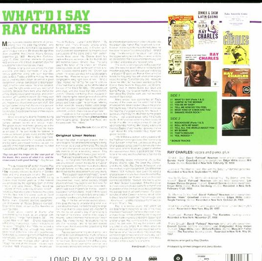 What'd I Say - Vinile LP di Ray Charles - 2