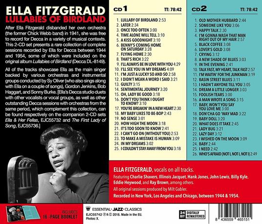 Lullabies of Birdland - CD Audio di Ella Fitzgerald - 2