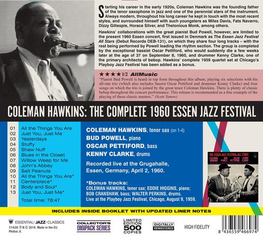 The Complete Essen Jazz Festival - CD Audio di Coleman Hawkins - 2