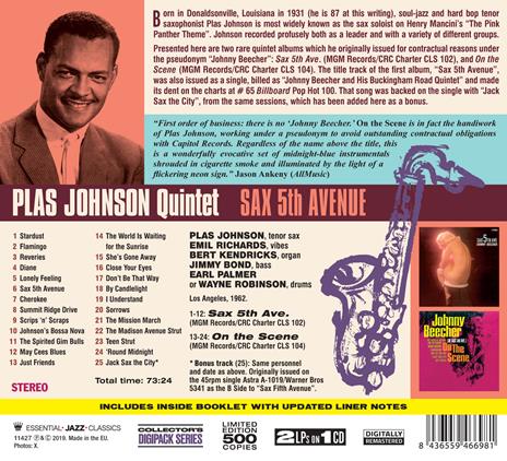 Sax 5th Avenue - On the Scene - CD Audio di Plas Johnson - 2