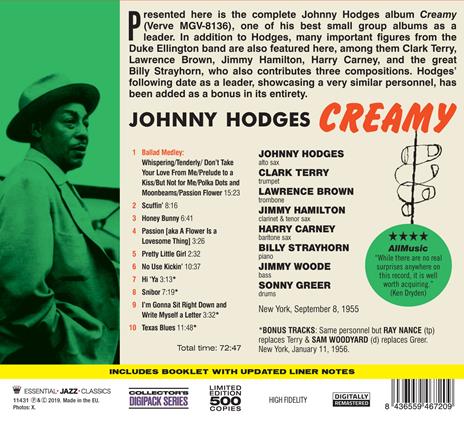Creamy (+ 4 Bonus Tracks) - CD Audio di Johnny Hodges - 2