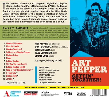 Gettin' Together (+ 4 Bonus Tracks) - CD Audio di Art Pepper - 2