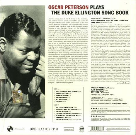 Plays The Duke Ellington Song Book - Vinile LP di Oscar Peterson - 2