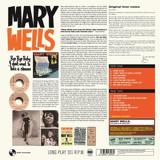 Bye Bye Baby - Vinile LP di Mary Wells - 2