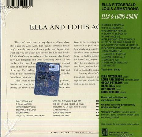 Ella & Louis Again ( + Bonus Track) - CD Audio di Louis Armstrong,Ella Fitzgerald - 2