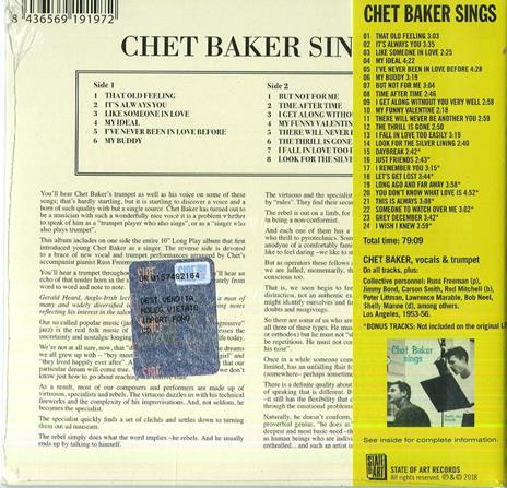 Sings (+ 10 Bonus Tracks) - CD Audio di Chet Baker - 2