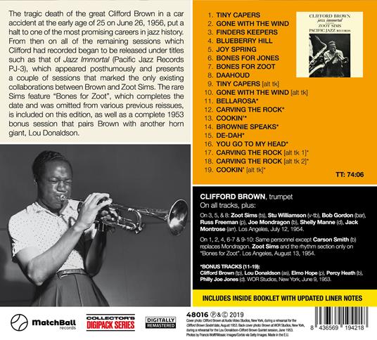 Jazz Immortal. The Complete Sessions (feat. Zoot Sims) - CD Audio di Clifford Brown - 2