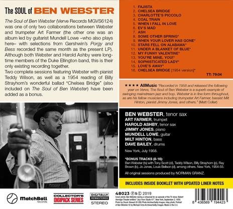 The Soul of (with Bonus Tracks) - CD Audio di Ben Webster - 2